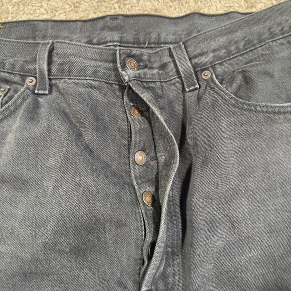 Vintage Levis 501 Jeans Mens 35X34 Black Straight Button Fly Denim Pants 90s USA - Picture 5 of 13